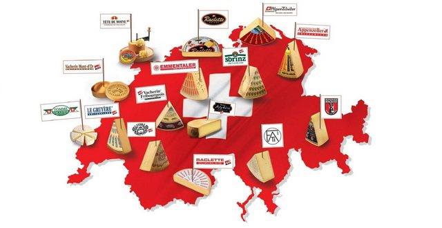 Carte de la production de fromage en Suisse