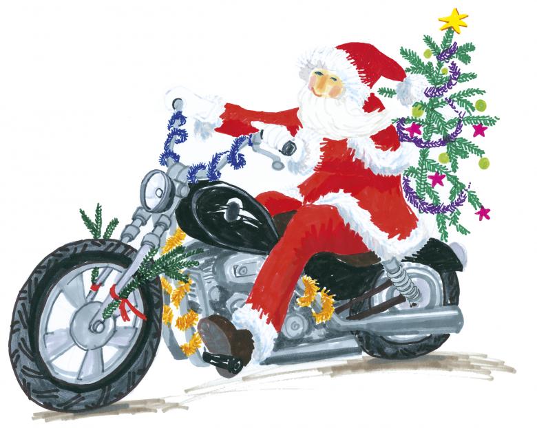 Santa Claus on Harley Davidson