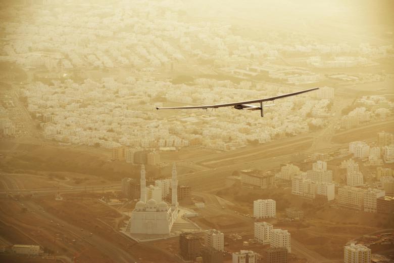 Solar Impulse takes-off to Ahmedabad, India after a pit stop in Muscat, Oman