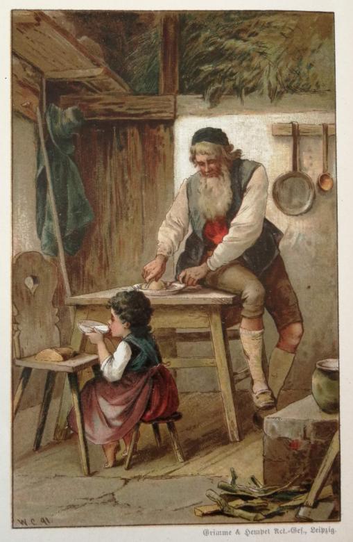Heidi and her grandfather. Illustration by Wilhelm Claudius in the Heidi edition of 1889. © Johanna Spyri-Archive, SIKJM, Zurich