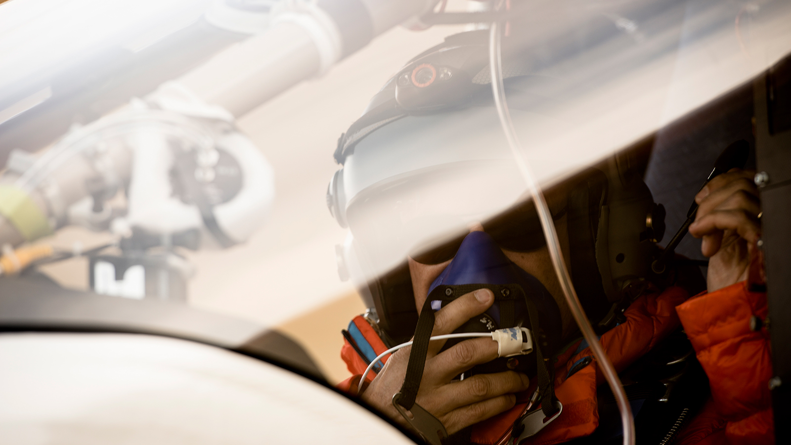 Bertrand Piccard flying his plane