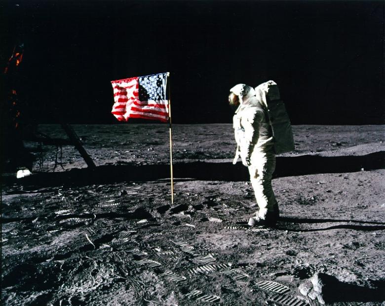 It was the Kern objectives that immortalized the giant steps of the two men during President Nixon's call and salute him to the American flag. (NASA)