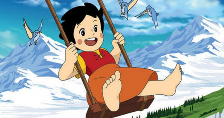Heidi nel cartone animato di Isao Takahata’s dal titolo «Heidi, la ragazza delle Alpi», 1974. Fonte: Swissinfo