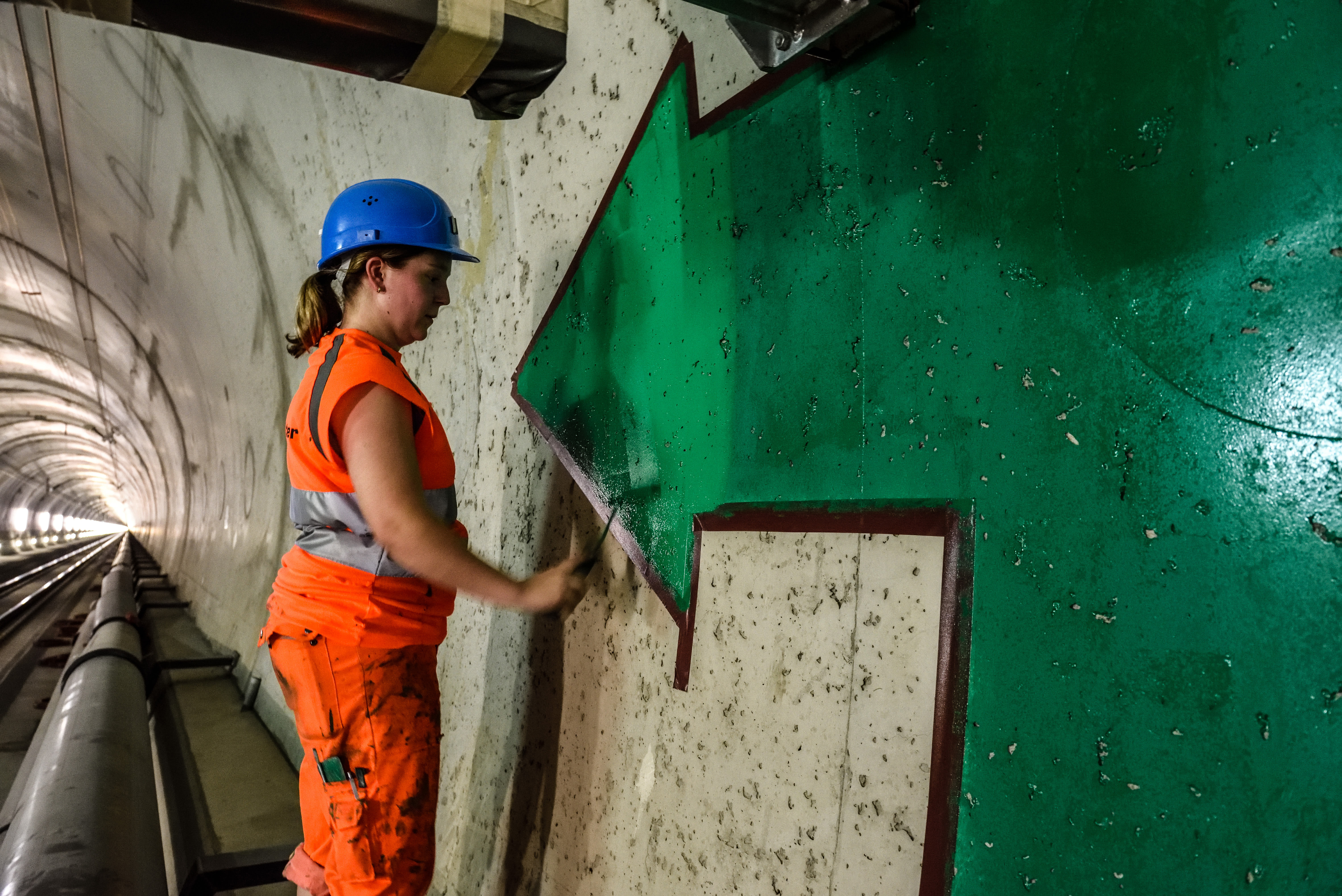 Female worker in the Gotthard Tunnel