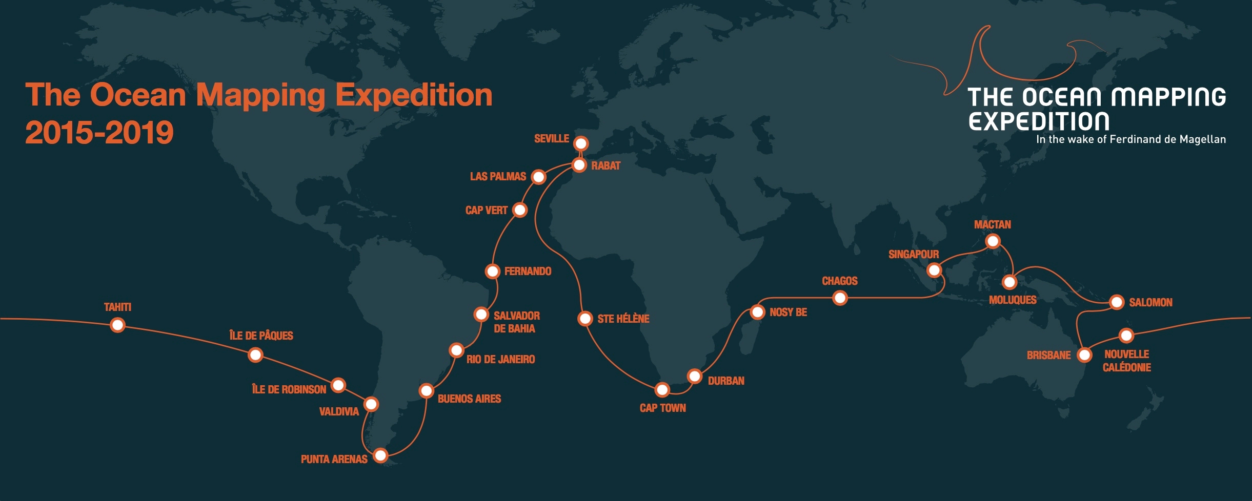 Carte du tracé de l'Ocean Mapping Expedition