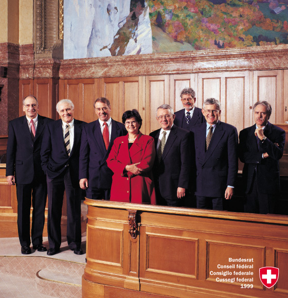 Official photo of the Federal Council in 1999 