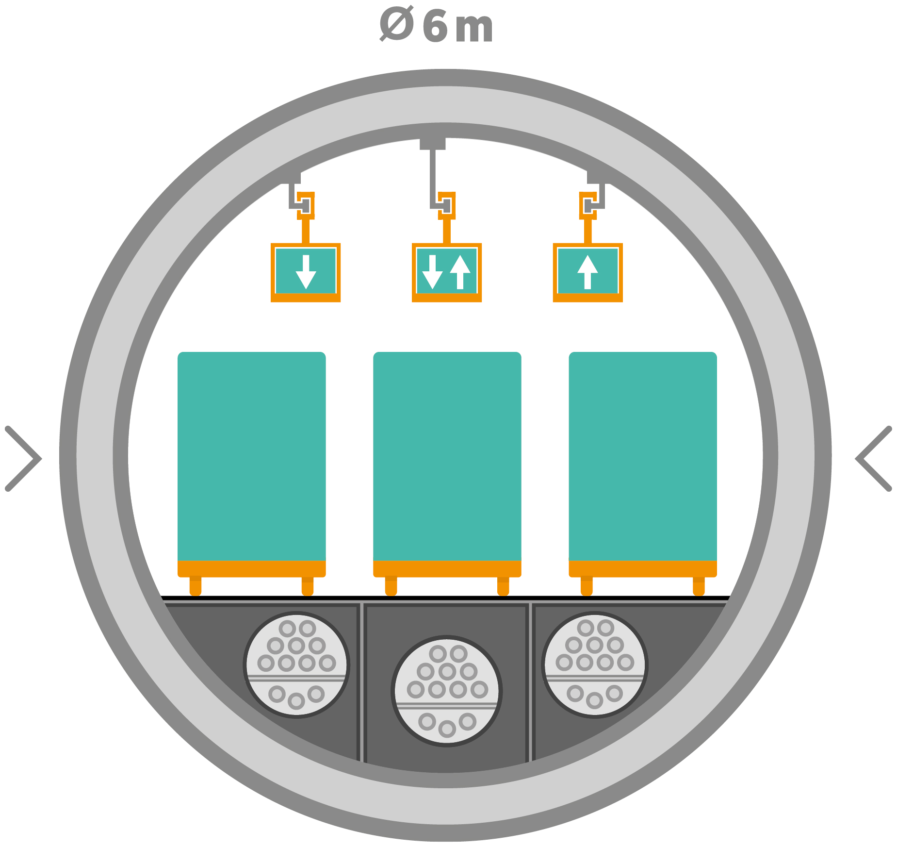 CST, transverse infographic of a tunnel