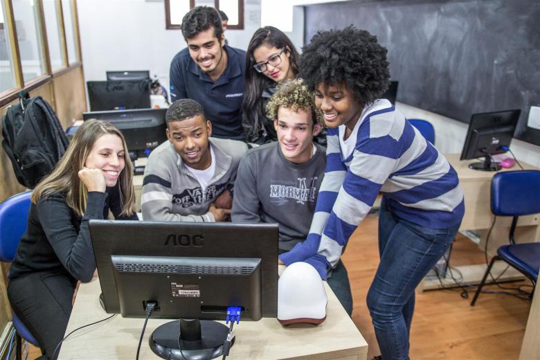 Refurbished computer lab with brand new computers.