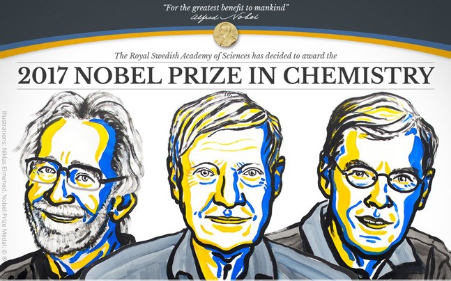 The Nobel Prize in Chemistry was awarded to Jacques Dubochet, Joachim Frank and Richard Henderson for their work in developing technology that allows for the capture of extremely high-resolution images of biomolecules.