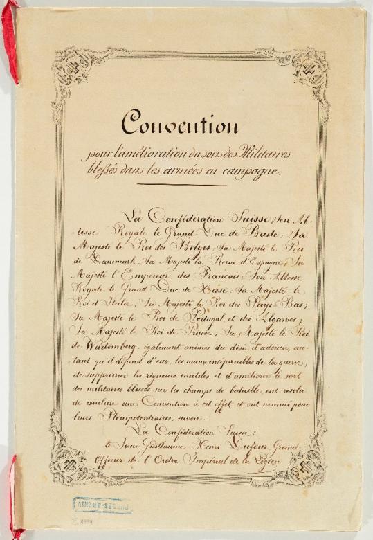 Prima pagina della Convenzione di Ginevra del 22 agosto 1864.© ICRC archives (ARR)