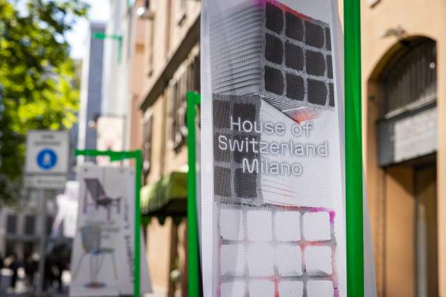 House of Switzerland in Milano Sign at the entrance