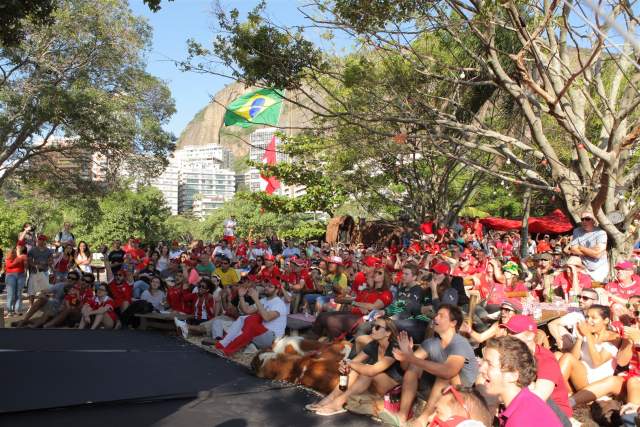 Swiss supporters during the Switzerland vs Ecuador match