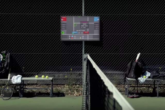 The recorded information is displayed in real time on a screen on the edge of the court – which can also assist the umpire in his job.