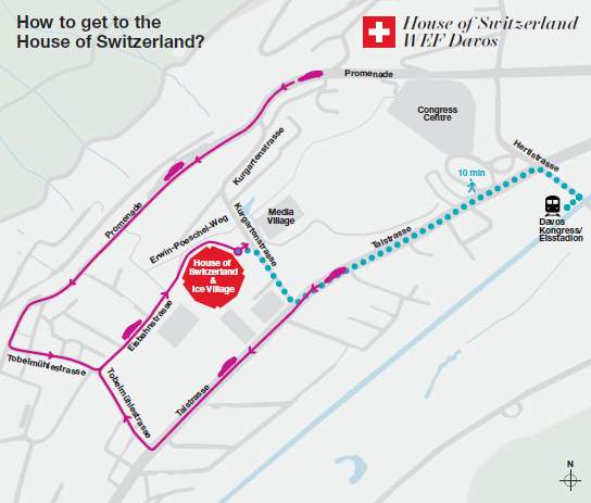 Map "How to get to the House of Switzerland" from above