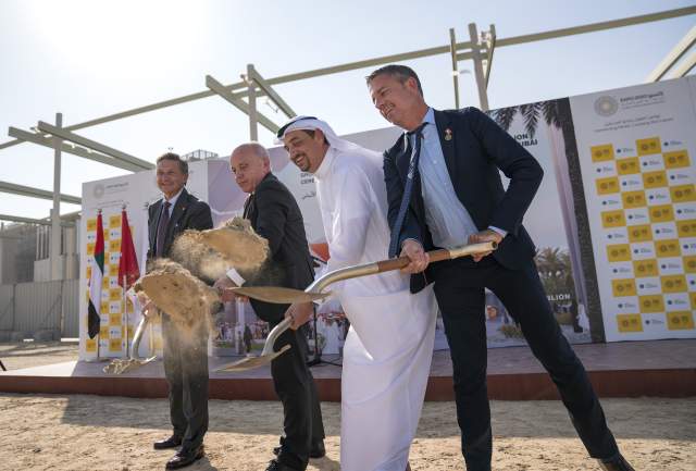 Groundbreaking ceremony for the Swiss Pavilion at Expo 2020 Dubai, marking the start of its construction.