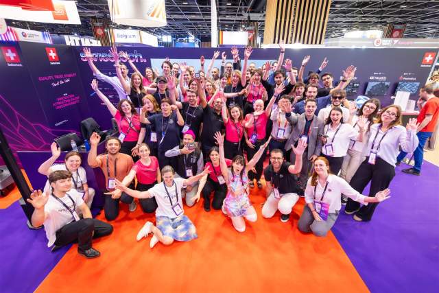 Swiss startup teams and partners gathered at the swisstech pavilion at VivaTech 2026 in Paris.