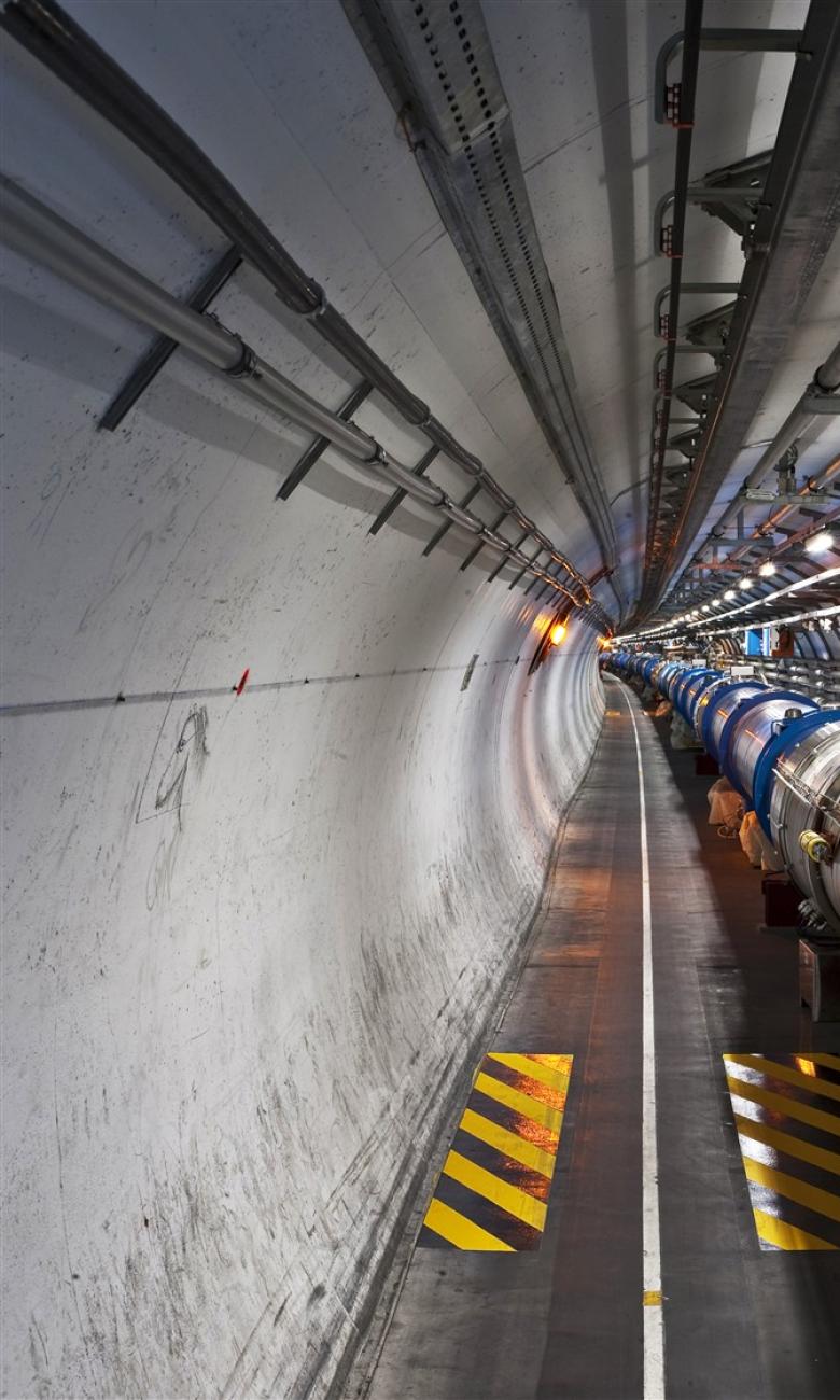 The tunnel of the Large Hadron Collider (LHC).