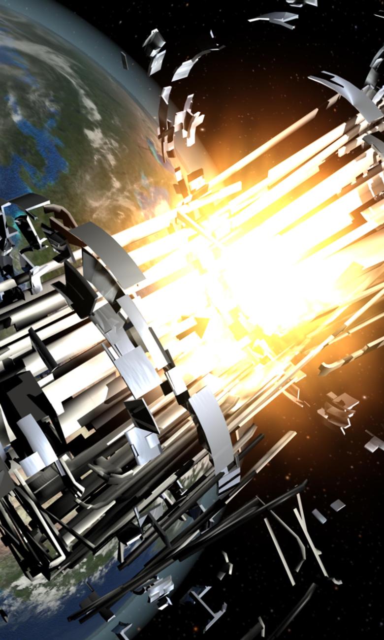 Rocket body explosion: In addition to satellite collisions, the space environment can also compromise the integrity of a rocket’s mechanical parts. Wear and tear can trigger auto-ignition or an explosion generating thousands of pieces of debris. (ESA) RemoveDEBRIS 3: More than 7,600 tonnes of space debris are floating in or near the Earth's orbit at an altitude of 2,000 kilometres. 