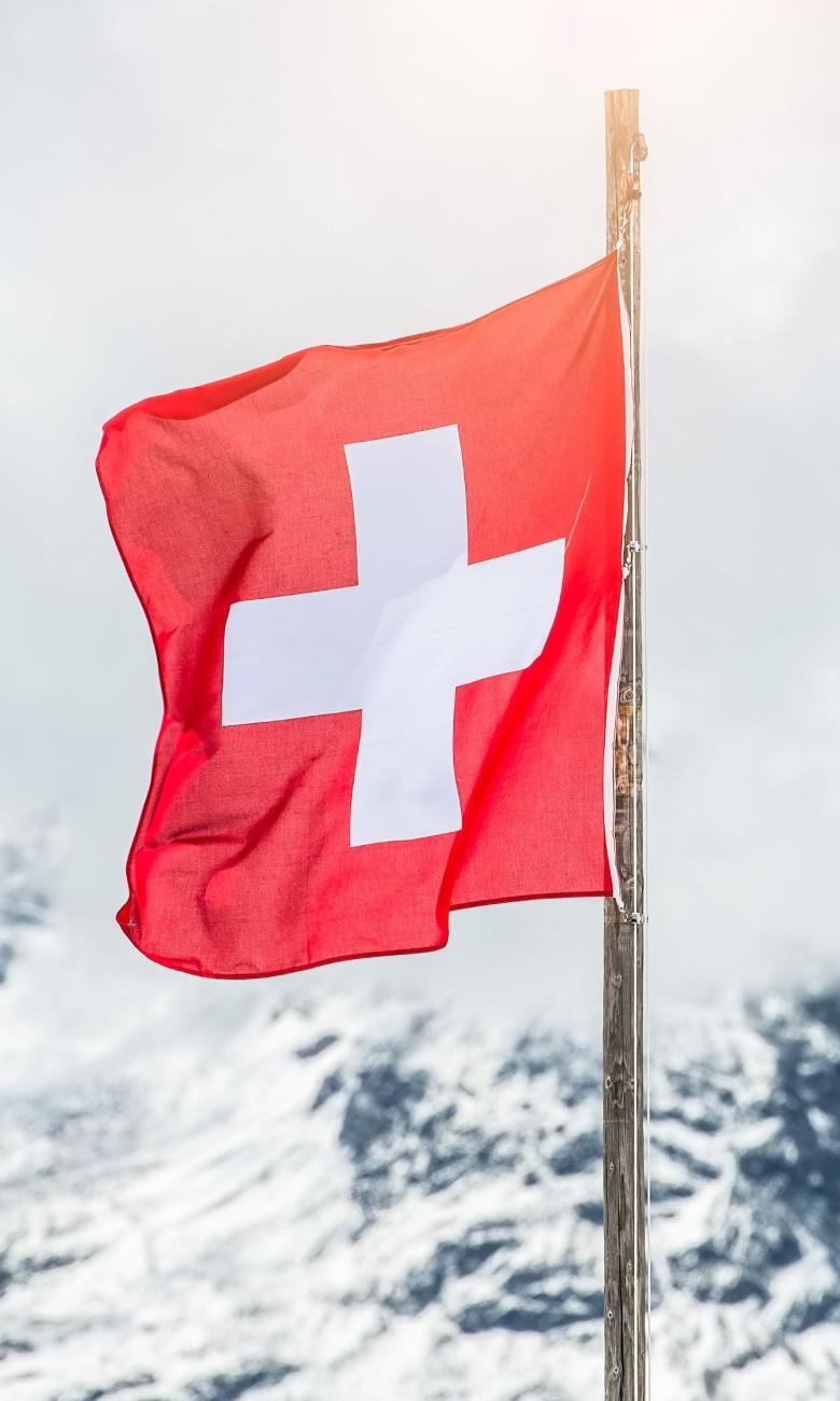 Swiss flag flying