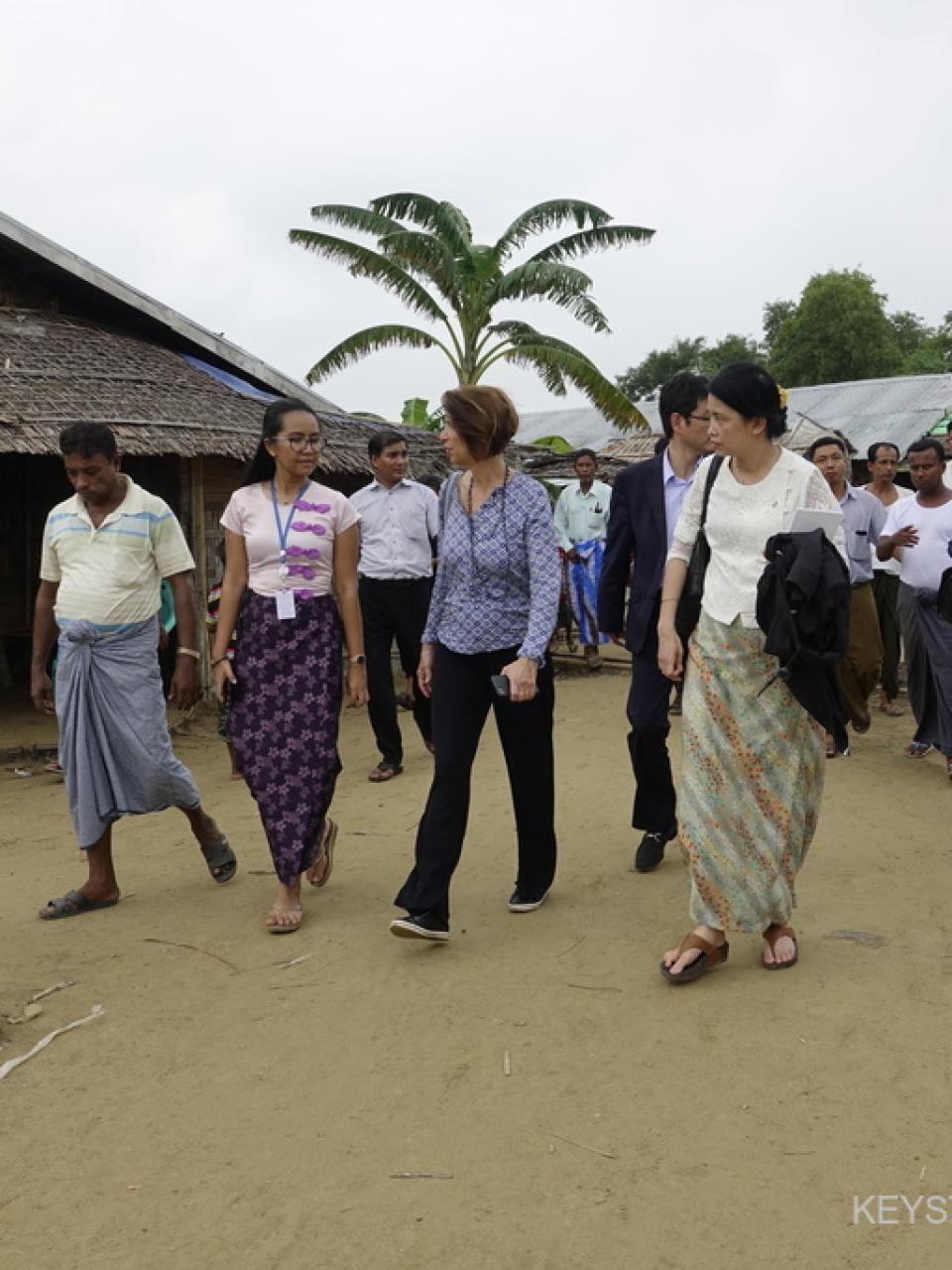 Christine Schraner Burgener visits the Thet Kel Pyin Muslim Internally Displaced Persons camp in Sittwe, Rakhine State, Western Myanmar (2018)